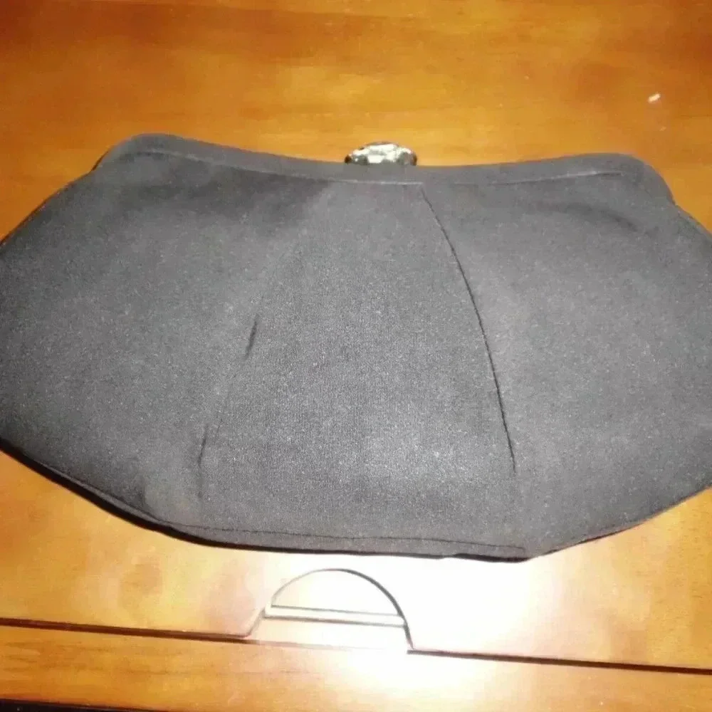 Black Fabric Clutch Handbag Purse